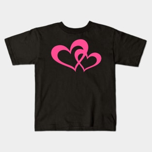 Two Pink Hearts Kids T-Shirt